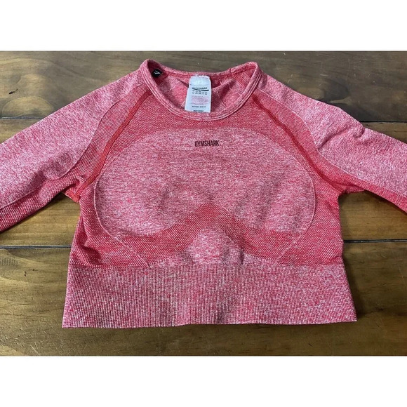 Gymshark Flex Sports Long Sleve Crop Top Size S Red Gym Training Sports Top - Picture 2 of 11